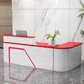 Scrivania reception elegante 140 cm - Bancone frontale bianco e rosso - Rivestimento in pelliccia sintetica - Mobile rettangolare per ufficio e ristorante