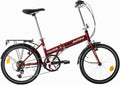 Multibrand PROBIKE bici pieghevole - ruote 20 pollici e 6 velocità - telaio in lega di acciaio - rossa e bianca con parafanghi per adulti