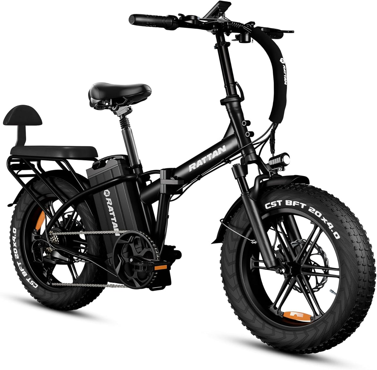 Rattan LM-LF PRO-Ultra bici elettrica pieghevole per adulti - Fat Tire 20 x 4 pollici e 7 velocità - batteria rimovibile 48 V - 2 posti e freni idraulici