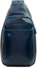 PIQUADRO Monospalla Uomo - Borsa Monospalla in Pelle - Dimensioni 20 x 10 x 37 cm - Chiusura Zip per Uso Quotidiano