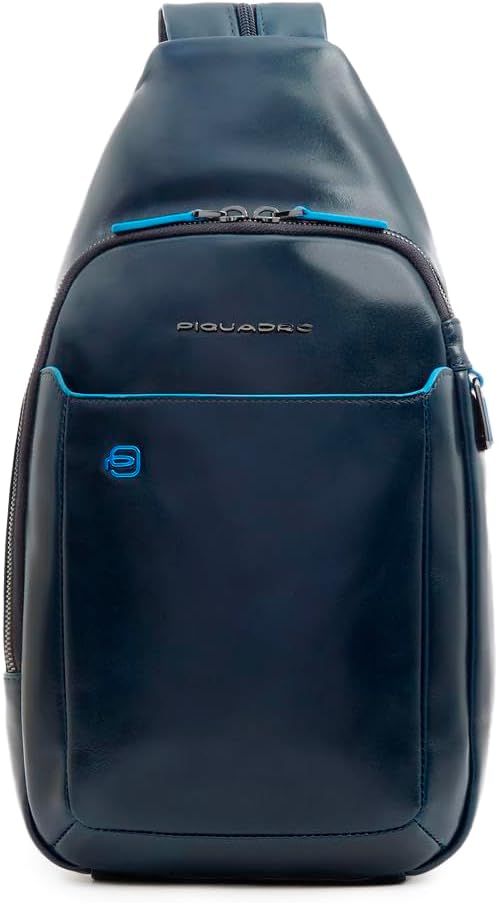 PIQUADRO Monospalla Uomo - Borsa Monospalla in Pelle - Dimensioni 20 x 10 x 37 cm - Chiusura Zip per Uso Quotidiano