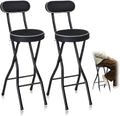 Set di 2 sgabelli da bar pieghevoli neri - sedute rotonde imbottite con schienale alto - design salvaspazio - per cucina colazione e zona bar