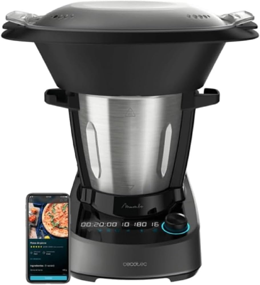 Cecotec Mambo 11090 - Robot da cucina multifunzione 1600 W - 37 funzioni con app e bilancia integrata - Caraffa 3.3 L in acciaio inox lavabile in lavastoviglie