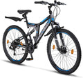 Chillaxx Bike Falcon Premium mountain bike - ruote 26 pollici e 21 velocità - telaio in lega di acciaio - doppia sospensione e freni a disco nero blu