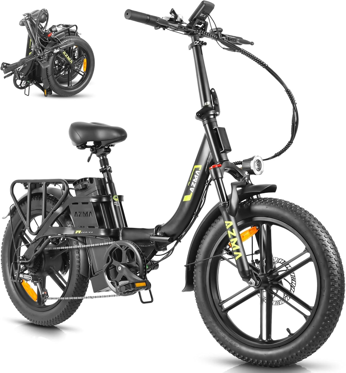 F1 bici elettrica pieghevole Fat Tire per adulti - ruote 20 x 3 pollici e 7 velocità - batteria rimovibile 20,8 Ah 748,8 Wh - autonomia fino a 140 km