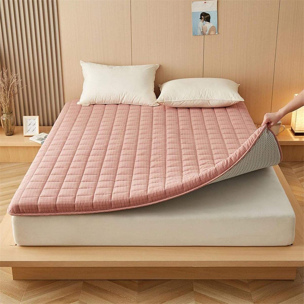 Materassino pieghevole in cotone spesso 150 x 190 cm - letto portatile per ospiti - soluzione salvaspazio - per ufficio dormitorio e studenti