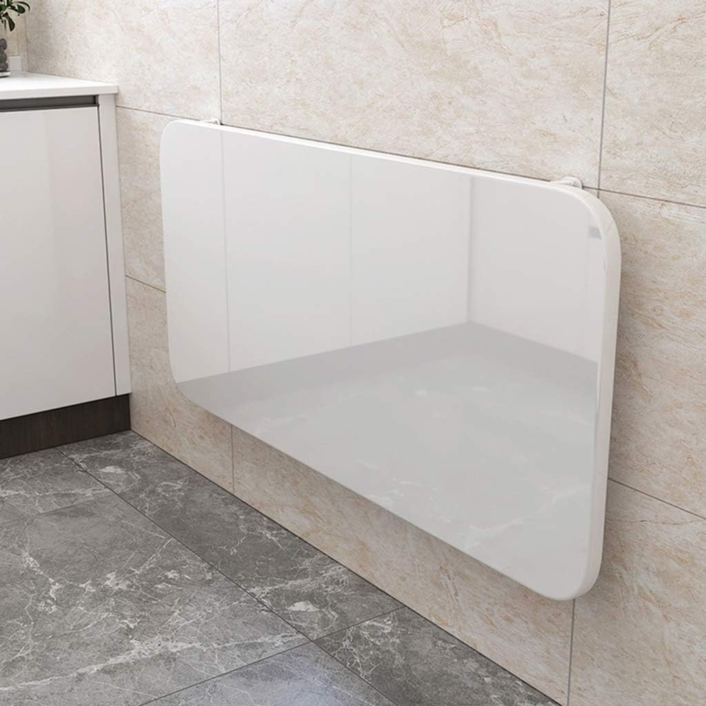 Tavolo pieghevole a parete bianco 80 x 50 cm - staffa in acciaio laminato a freddo - piano con ribalta resistente - per cucina panca mensola e uso domestico