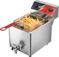 CROSSON Friggitrice commerciale 6 L - Friggitrice elettrica 3000 W in acciaio inox - Temperatura da 80 a 200 C - Timer e rubinetto di scarico