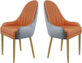 Set di 2 sedie da pranzo imbottite colore E - gambe in metallo dorato - stile moderno metà secolo - poltroncine con schienale per sala da pranzo