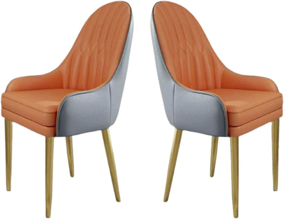 Set di 2 sedie da pranzo imbottite colore E - gambe in metallo dorato - stile moderno metà secolo - poltroncine con schienale per sala da pranzo