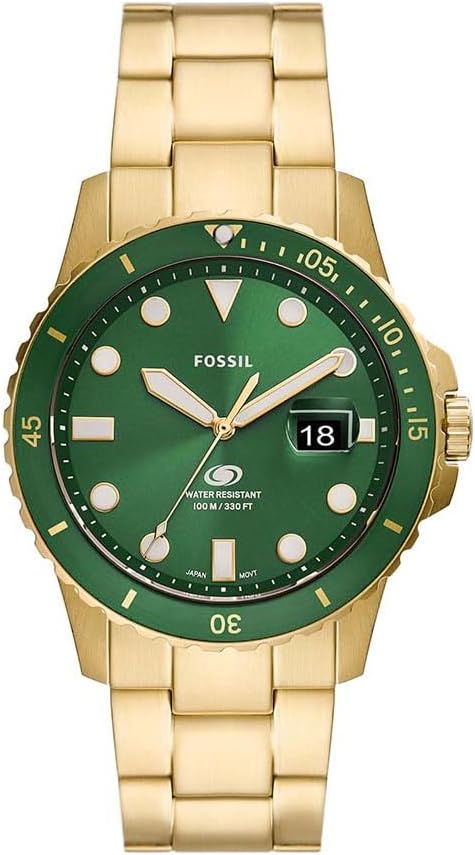 Fossil Orologio Subacqueo Uomo - Movimento al Quarzo con Data e Tre Lancette - Cinturino Acciaio Inossidabile o Pelle - Colore Blu
