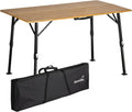 Tavolo da campeggio Skandika Tobro - piano in bambù e struttura in alluminio - regolabile in altezza con portata 100 kg - dimensioni 120 x 70 x 70 cm