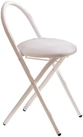 Sgabello pieghevole portatile bianco - design leggero con superficie antiscivolo - struttura compatta salvaspazio - per campeggio giardino ufficio e casa