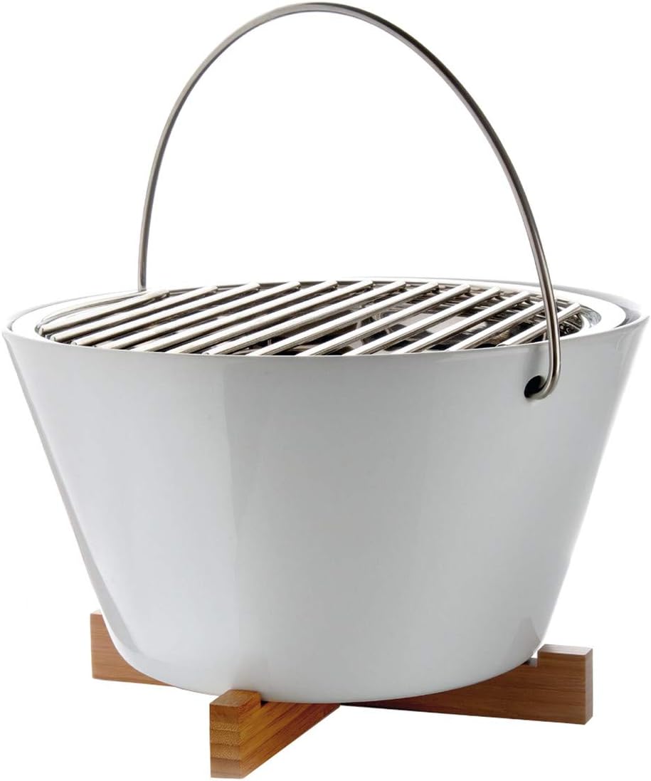 Eva Solo Table Grill - Barbecue da tavolo portatile bianco - Alimentazione a carbone - Grill compatto per uso interno ed esterno