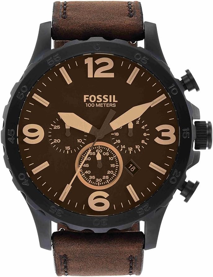 Fossil Nate - Orologio uomo cronografo al quarzo - Struttura in acciaio inossidabile - Cinturino in acciaio inossidabile o pelle