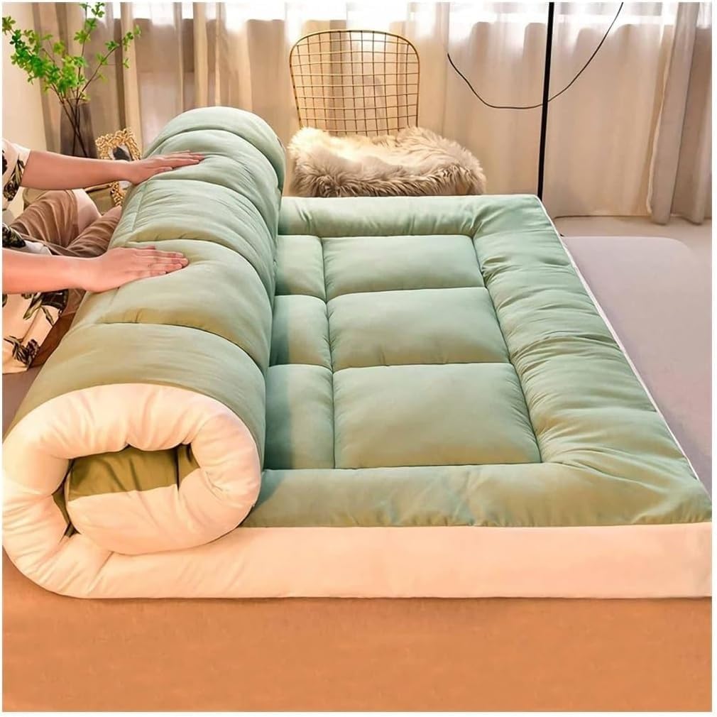 Tappetino giapponese pieghevole verde 150 x 200 cm - superficie ultra morbida arrotolabile - letto portatile da viaggio - per casa divano riposo e campeggio