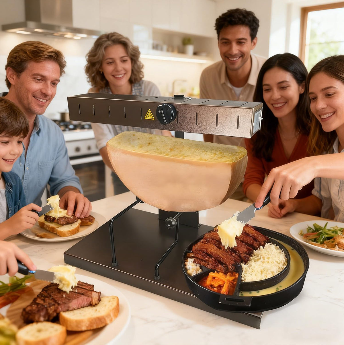 JIYINGHUI Scioglitore professionale per raclette - Macchina elettrica per mezza forma - Angolo e altezza regolabili - Per uso domestico e commerciale