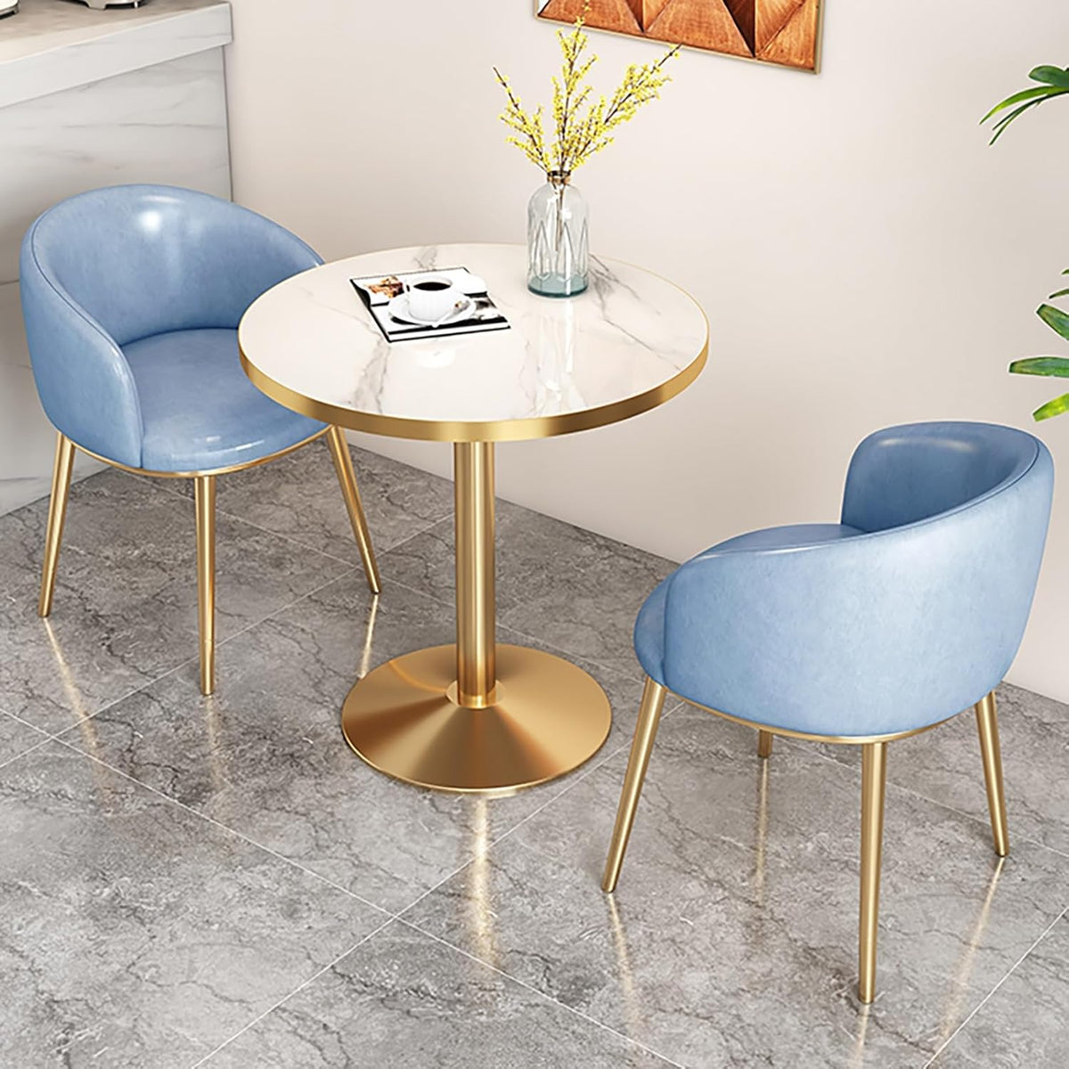 Set tavolo da pranzo e 2 sedie azzurro chiaro - combinazione moderna per piccoli spazi - tavolo compatto per due persone - per casa cucina e trattative commerciali