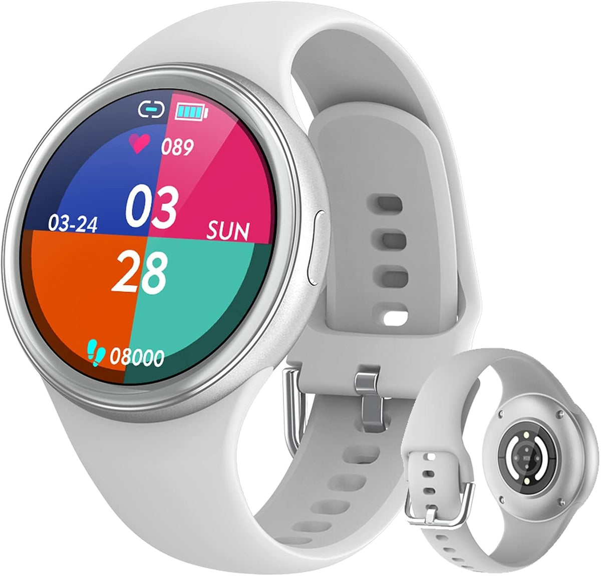 Smartwatch Donna 1.09 Pollici - Full Touch Screen Bluetooth - Frequenza Cardiaca Pressione e Contapassi - Impermeabile IP67 per Fitness