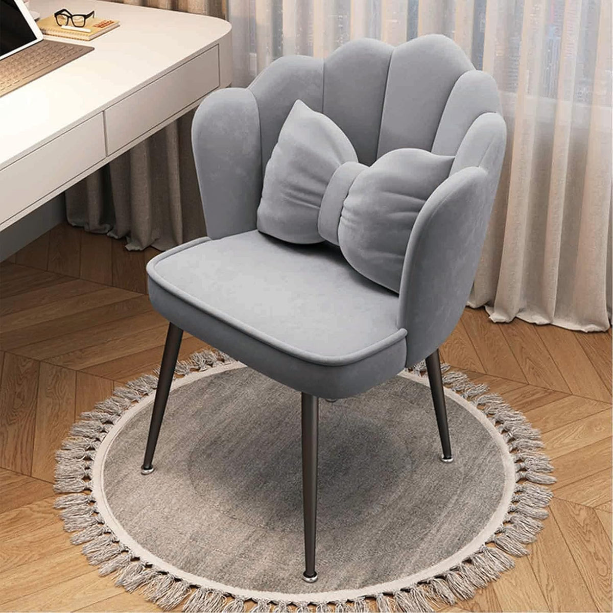 Sedia da pranzo moderna grigia con seduta imbottita - design minimalista per interni - sedia compatta per studio e camera - per casa ufficio studenti e dormitorio