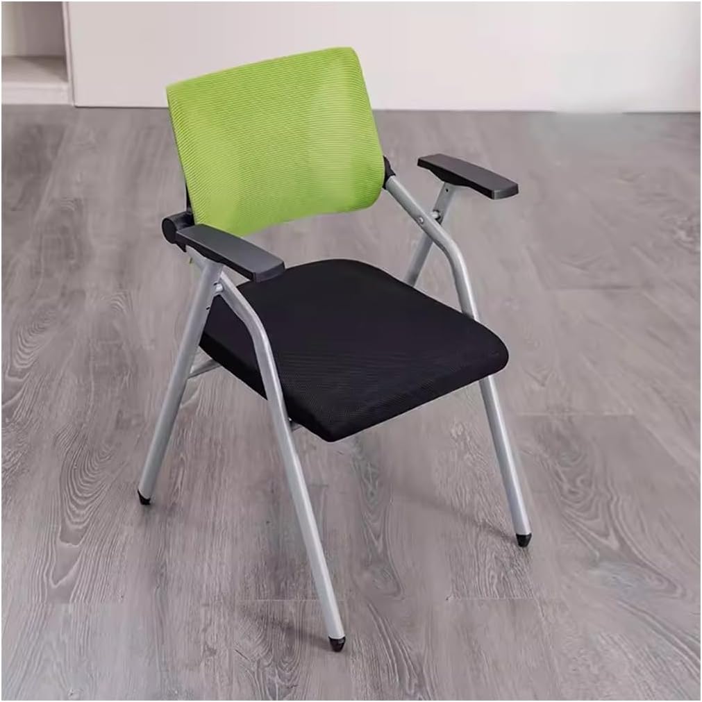 Sedia ergonomica da ufficio pieghevole verde con braccioli - design compatto portatile - seduta per conferenze - per formazione riunioni e personale