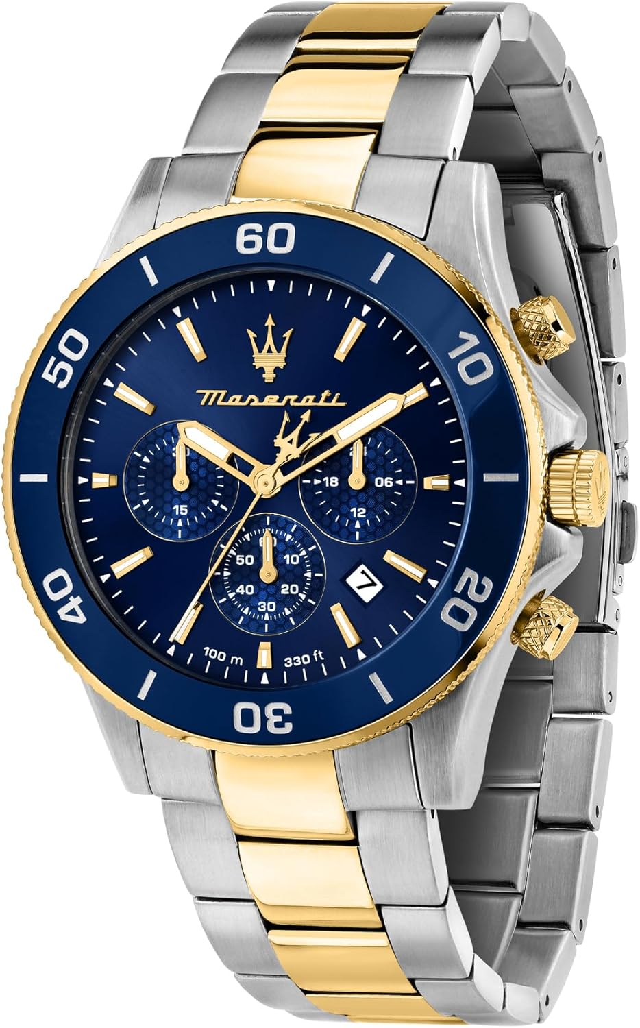 Maserati Competizione R8873600006 - Orologio uomo cronografo analogico - Cassa 43 mm quadrante blu sunray - Cinturino blu in acciaio inossidabile