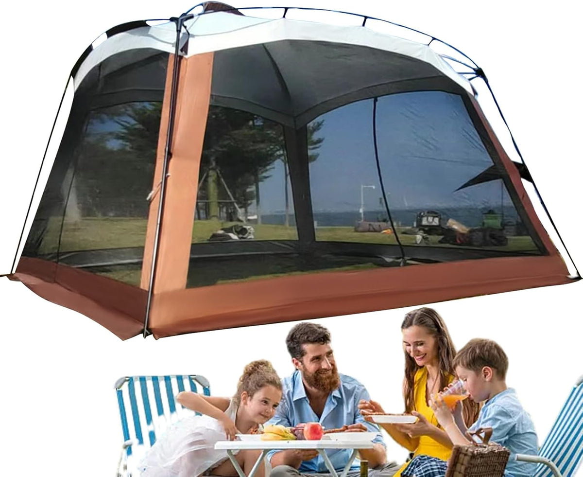 Riparo da campeggio color caffè con rete - protezione solare UV e dagli insetti - struttura portatile per tempo libero - per picnic e attività outdoor