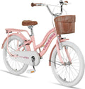 Chillaxx Linda Premium city bike per bambini - ruote 20 pollici e telaio in lega di acciaio - colore rosa - cestino portapacchi e campanello
