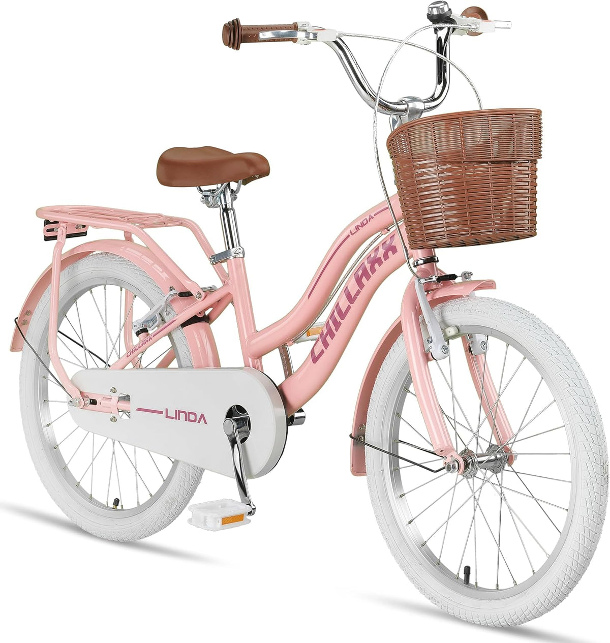 Chillaxx Linda Premium city bike per bambini - ruote 20 pollici e telaio in lega di acciaio - colore rosa - cestino portapacchi e campanello