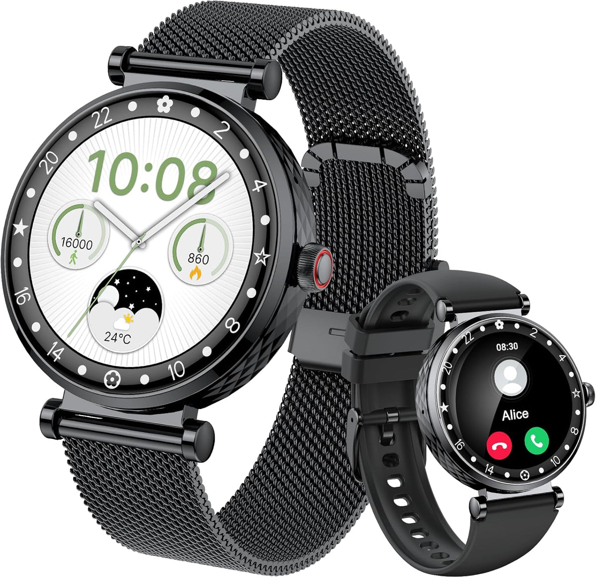 Smartwatch Donna 2025 1.19 Pollici - Display AMOLED Ultrasottile e Chiamata Bluetooth - Ciclo SpO2 Sonno e Oltre 110 Sport - Design Femminile