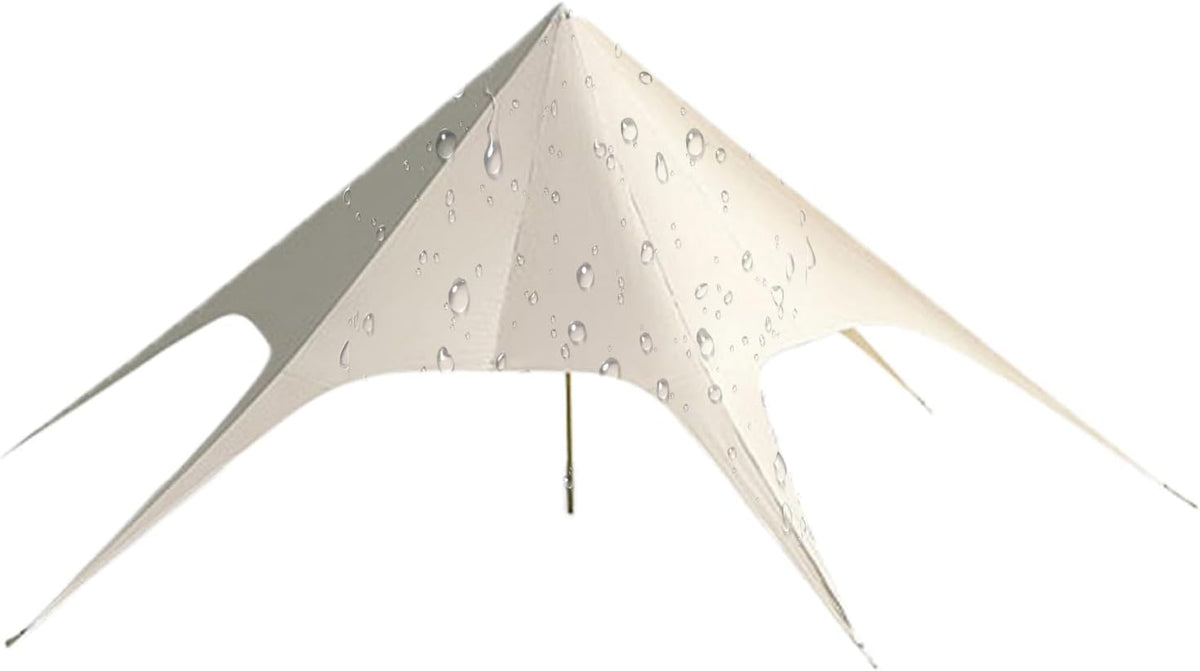 Telone da campeggio impermeabile beige e giallo - tessuto Oxford con protezione UVF50 Plus - struttura a cupola portatile - per escursioni viaggi picnic e pesca