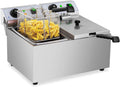 Royal Catering RCEF 08DB - Friggitrice elettrica doppia 2 x 8 L - Potenza totale 6400 W - Temperatura 50 a 200 C con zona fredda e coperchio
