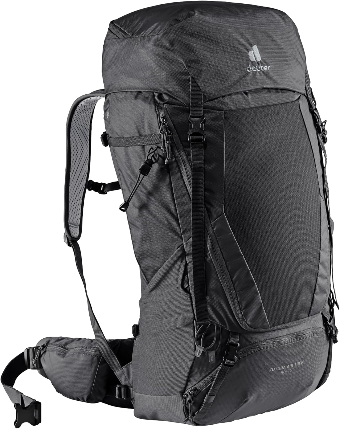 Zaino Deuter Futura Air Trek 60+10 - capacità espandibile per trekking - poliammide riciclata 210D e poliestere 600D - struttura per escursioni e viaggi outdoor