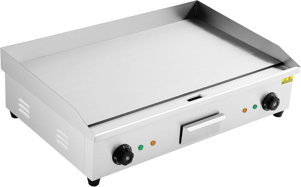 Jerool Piastra Elettrica Professionale 4400 W - Griglia Argento in Ferro e Gomma - Controllo Preciso della Temperatura - Per Panini Barbecue e Ristorazione