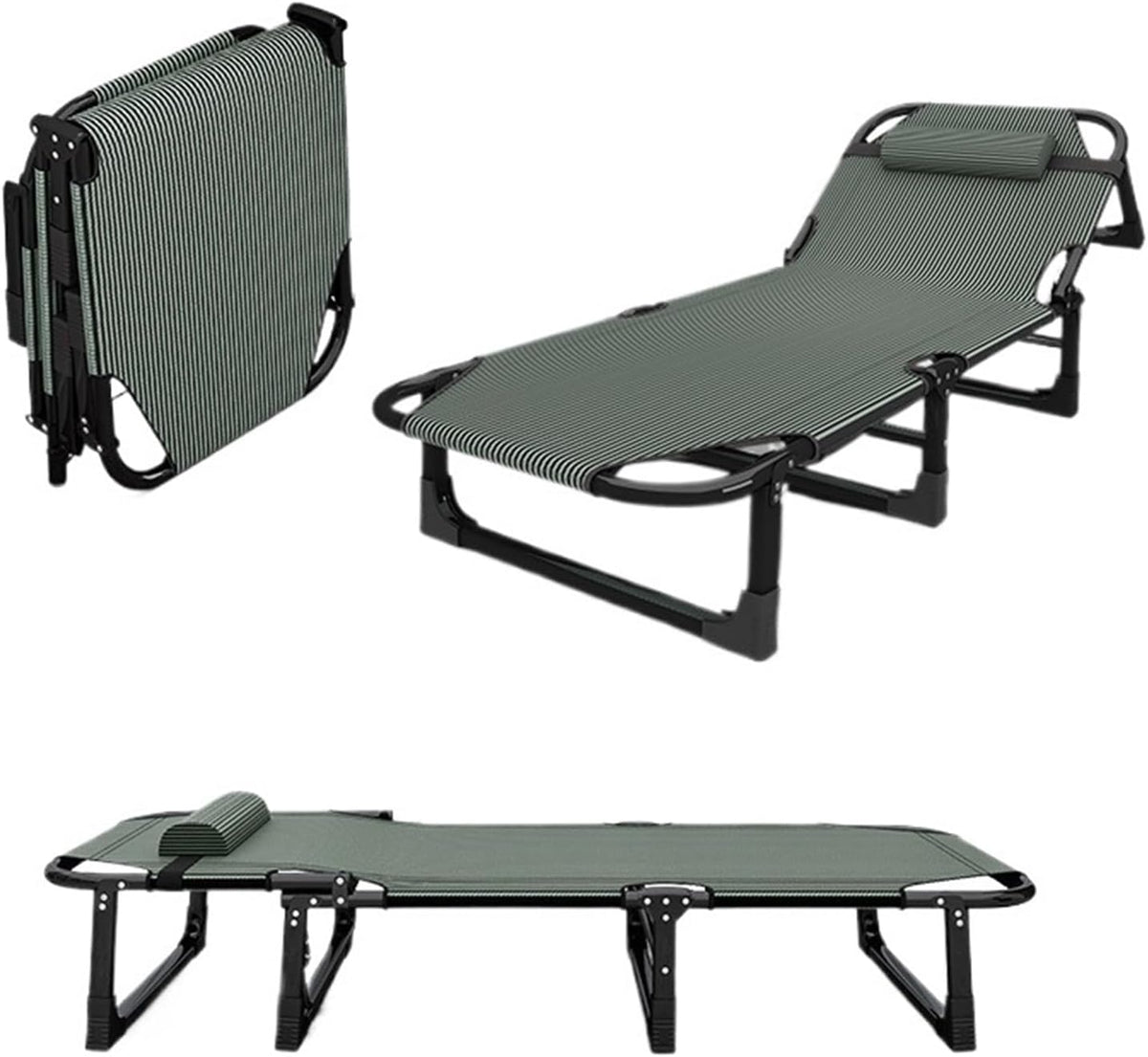 Poltrona lounge reclinabile portatile - letto singolo semplice per il riposo - soluzione per ufficio e campeggio - formato compatto e facile da spostare