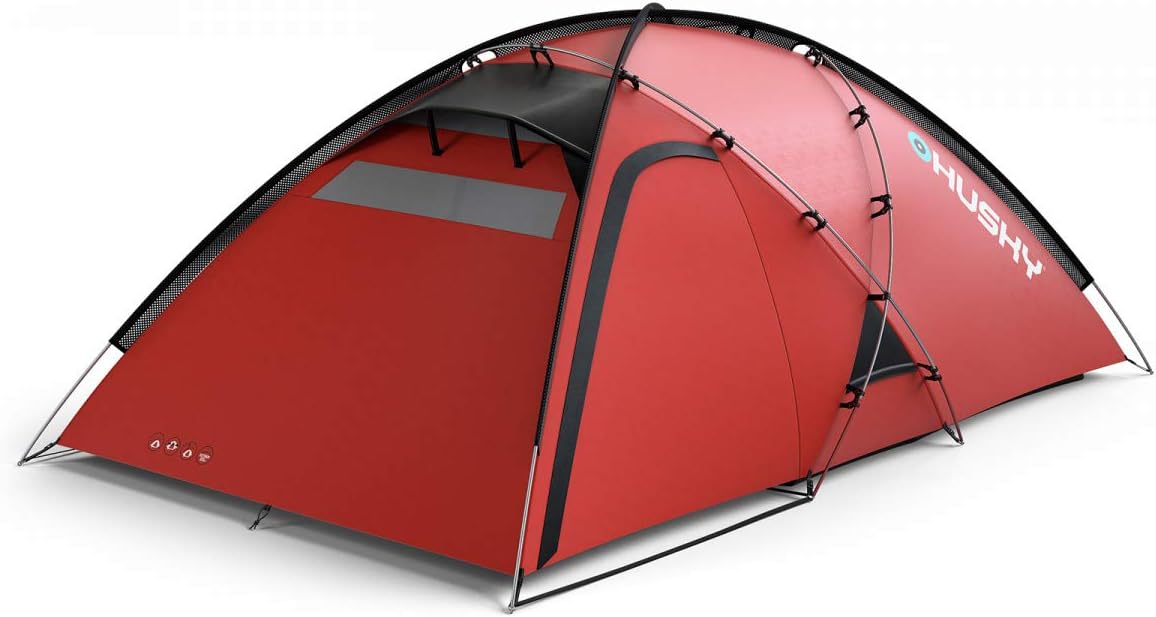 Husky Extreme Felen 2-3 tenda da trekking rossa per 2 persone - pavimento largo 165 cm - impermeabilità 6000 mm - tenda 4 stagioni per attività outdoor
