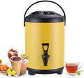 Distributore acqua calda e fredda - Struttura in acciaio inox con rubinetto - Grande capacità per ufficio e catering - Design giallo per servizio bevande