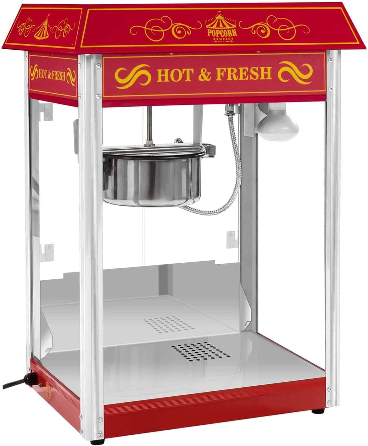 Royal Catering Macchina Popcorn Professionale - Potenza 1500 W - Struttura in Ferro e Teflon - Capacità 5 kg per Preparazione Commerciale