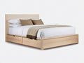 Letto matrimoniale-Legno-Tessuto-218x188x116 cm-Rovere naturale-Beige-Moderno