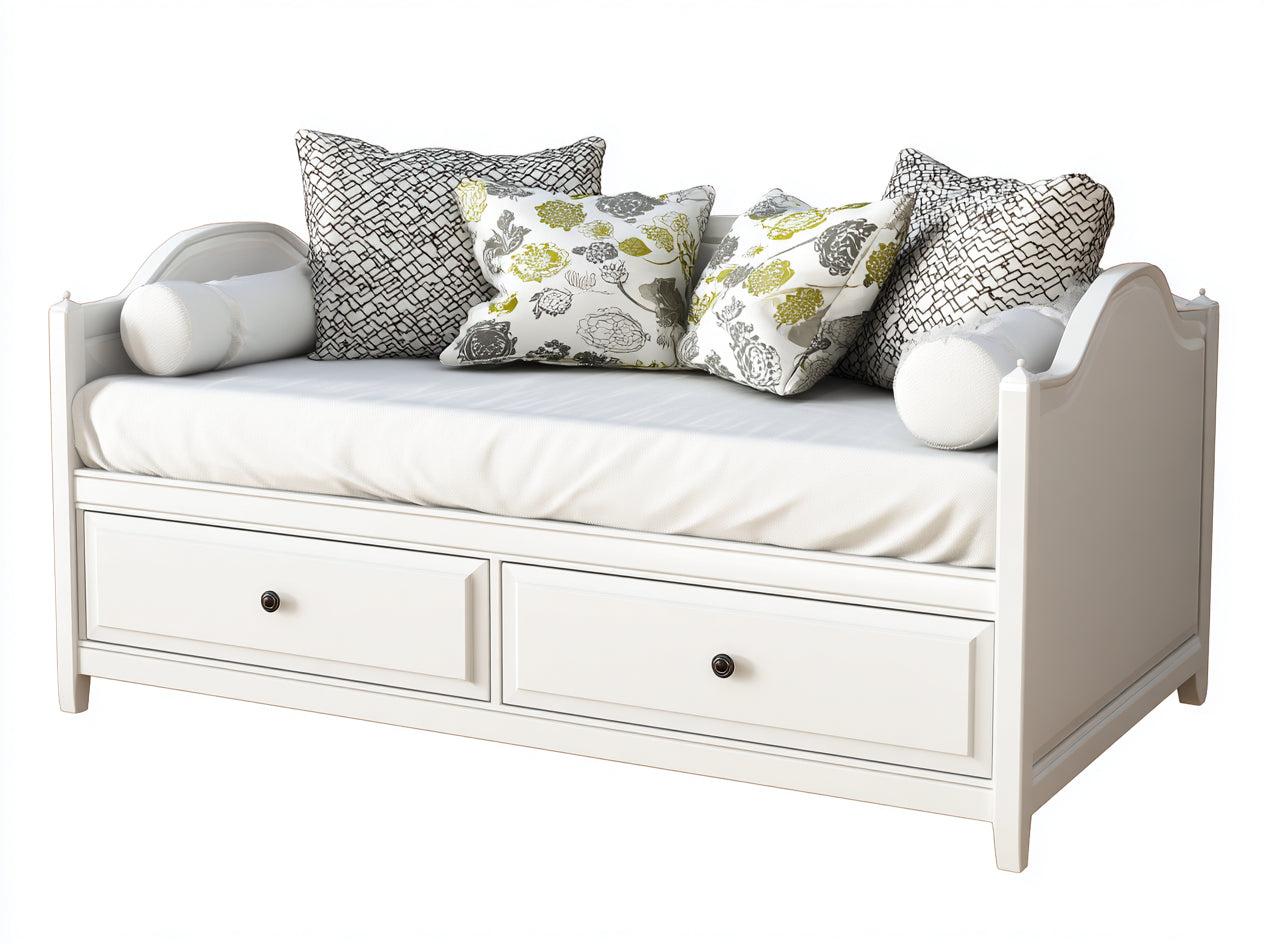 Divano letto-Legno-MDF-215x99x90 cm-Bianco-Classico elegante