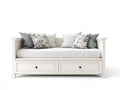Divano letto-Legno-MDF-211x94x89 cm-Bianco-Neoclassico raffinato