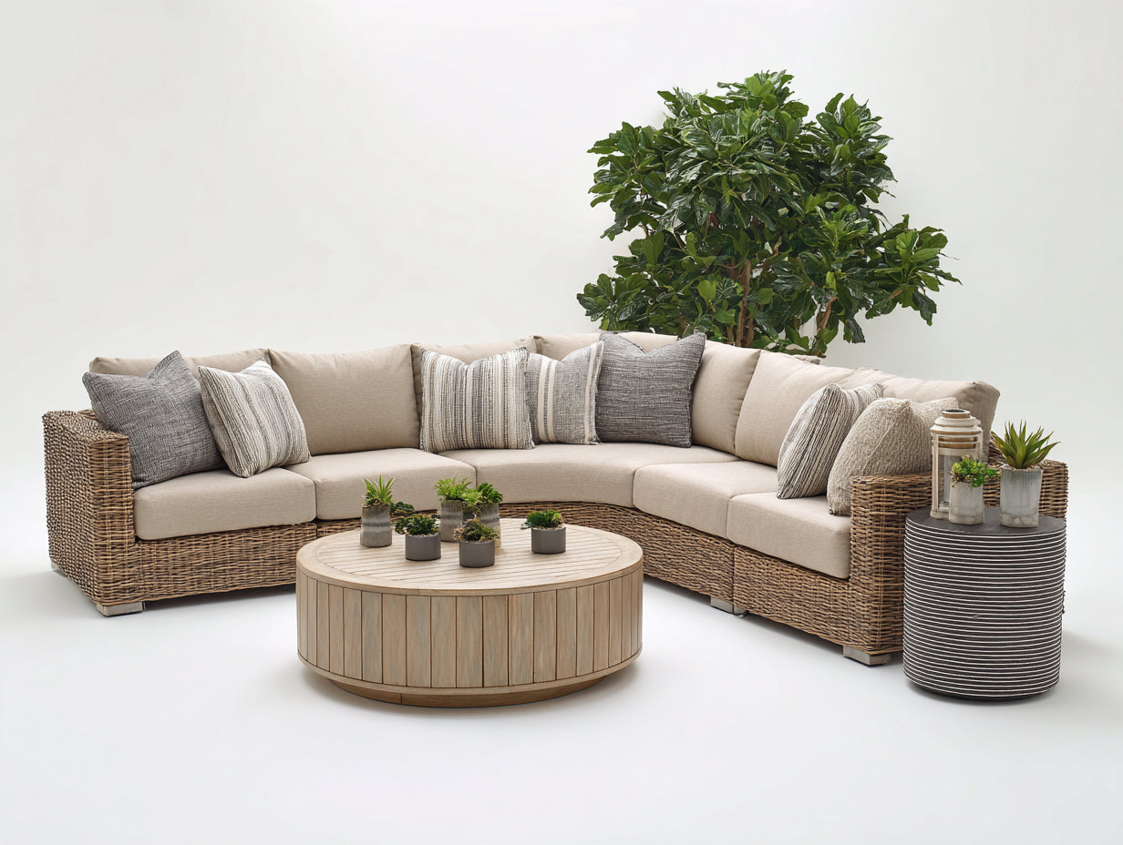 Divani da esterno-rattan-legno-tessuto-286x286x84 cm-marrone naturale-beige-stile resort