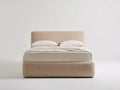 Letto matrimoniale-Tessuto-218x196x112 cm-Crema bouclé-Minimalista contemporaneo