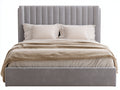Letto matrimoniale-Tessuto-224x200x142 cm-Grigio perla-Contemporaneo di lusso