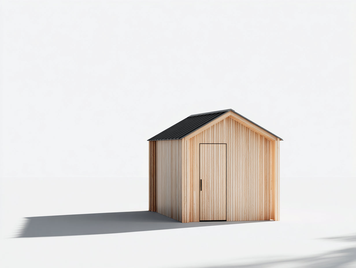 Casetta da giardino-Legno-Metallo-320x240x260 cm-Legno naturale-Nero-Stile minimalista