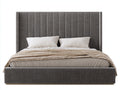 Letto matrimoniale-Tessuto-223x199x140 cm-Grigio antracite-Moderno elegante