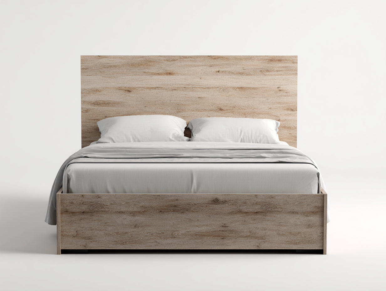 Letto matrimoniale-Legno-219x193x115 cm-Rovere naturale-Chic contemporaneo